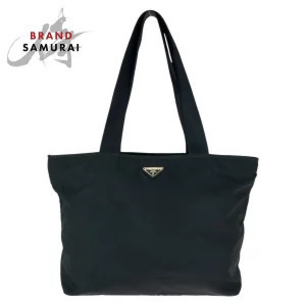 Prada Tessuto triangular plate black tote bag shoulder